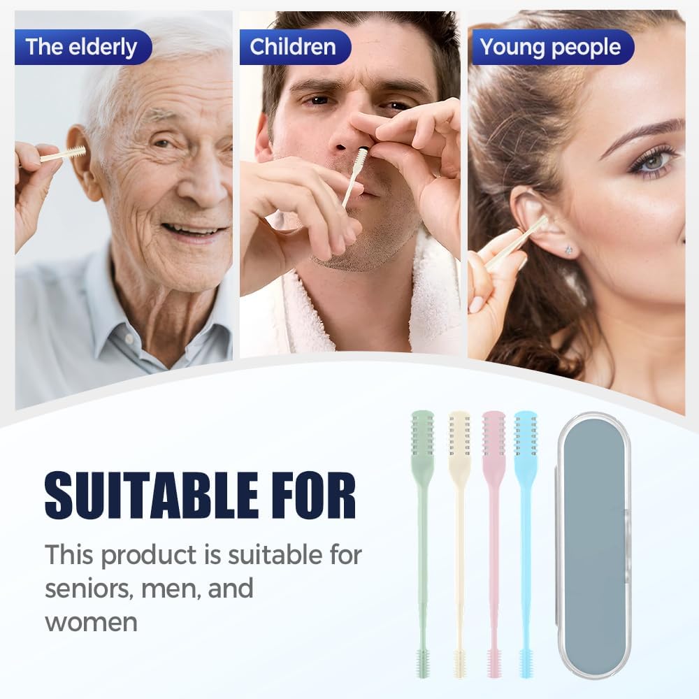 Nasal Hair Cutter, 2025 Double-Sided Nose Hairs Removal, Manual 360° Rotating Nostril Hair Removal Tool, Manual Nose Hairs Cutter, Nasal Hair Trimmer with Ear Picker for Women Men (Beige, 3PCS) - Image 6