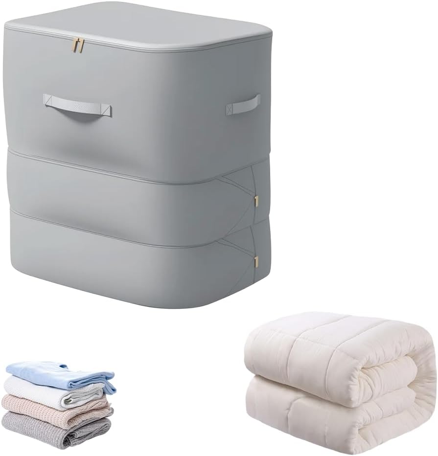 Multifunctional Comforter Storage Bag, 2026 New Ultra Space Saving Self Compression Organizer, for Comforters, Clothes, Blankets, Home Organization Mt Haves (Gray, X-Large) - Image 1
