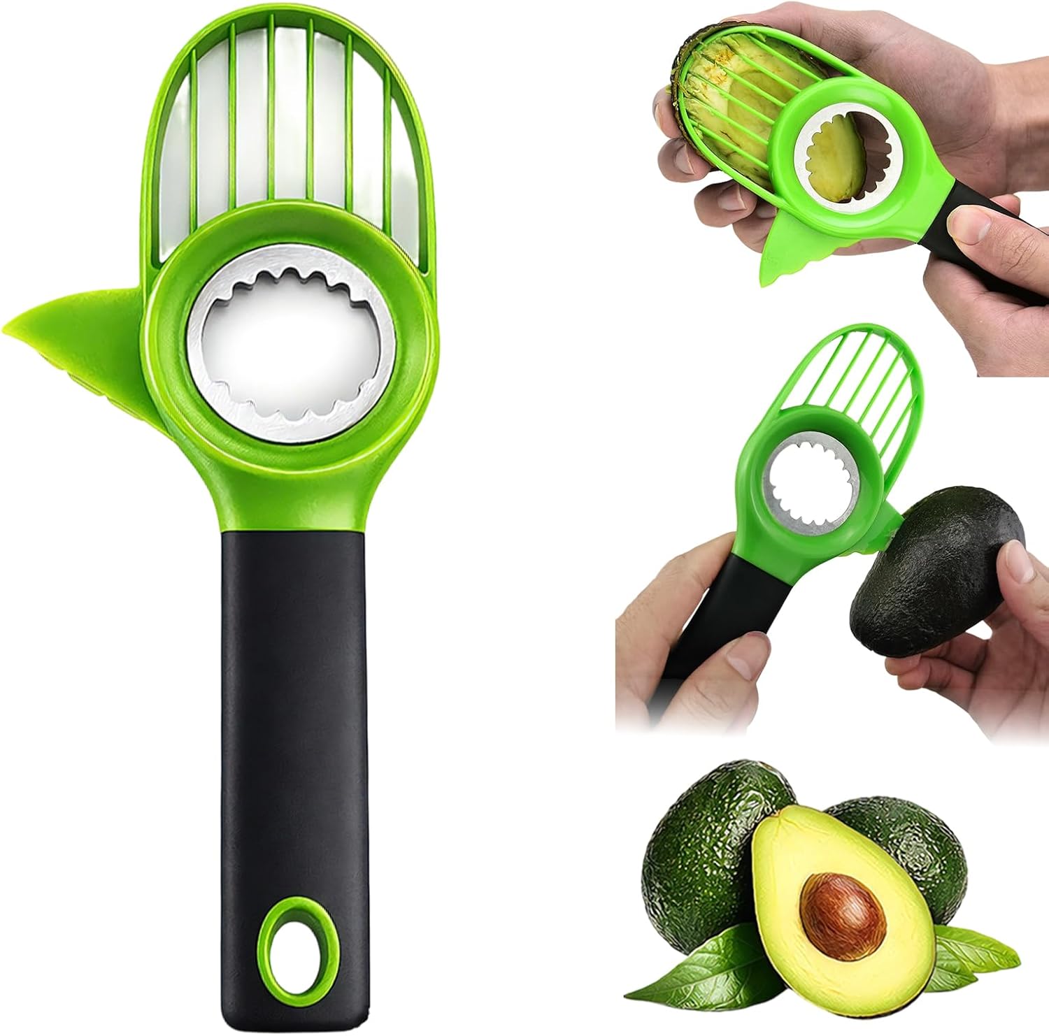 3-in-1 Avocado Slicer Tool, Multi-Function Splitter Pitter Cutter, Silicone Comfort-Grip Handle Avocado Peeler for Kitchen (1PC) - Image 1