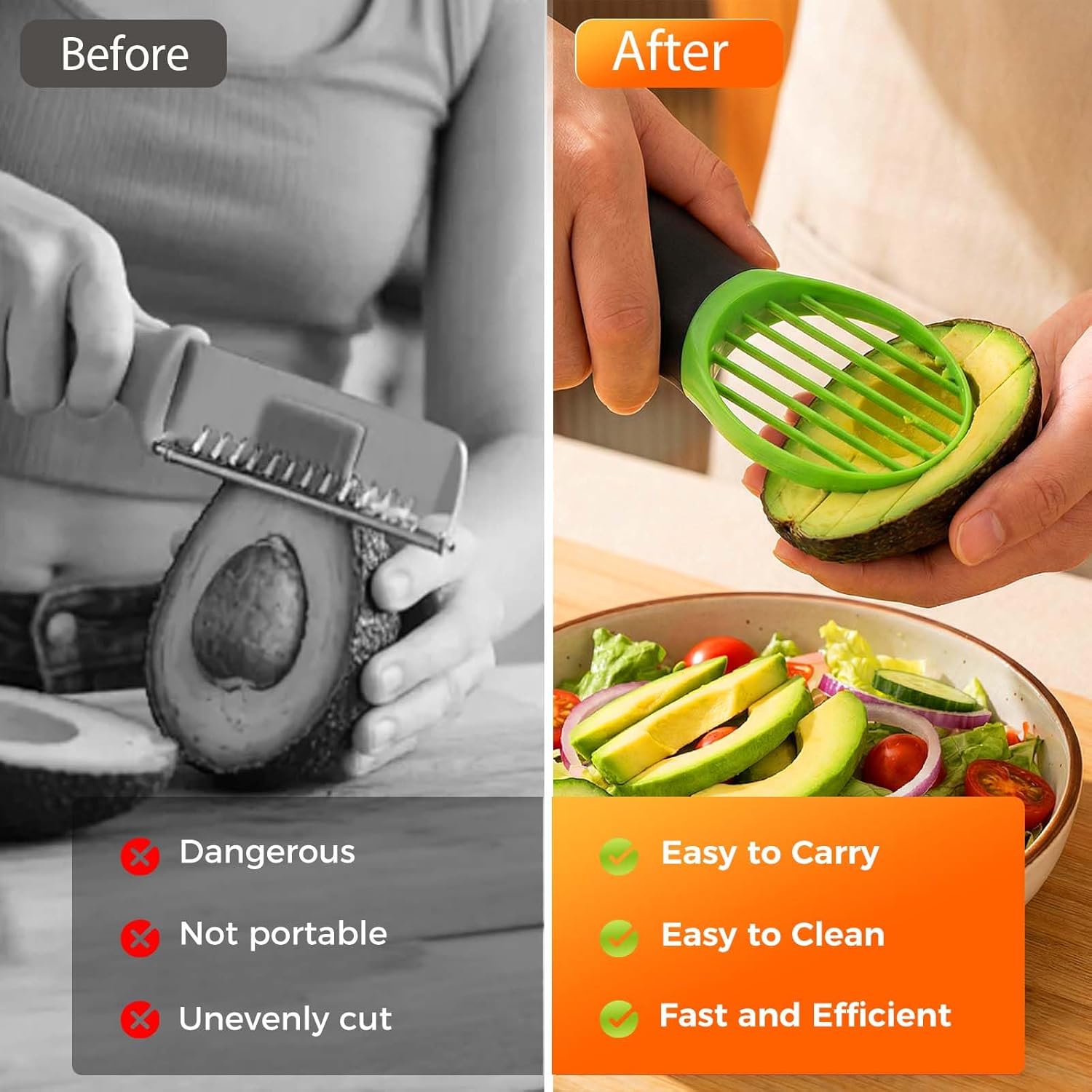 3-in-1 Avocado Slicer Tool, Multi-Function Splitter Pitter Cutter, Silicone Comfort-Grip Handle Avocado Peeler for Kitchen (1PC) - Image 6