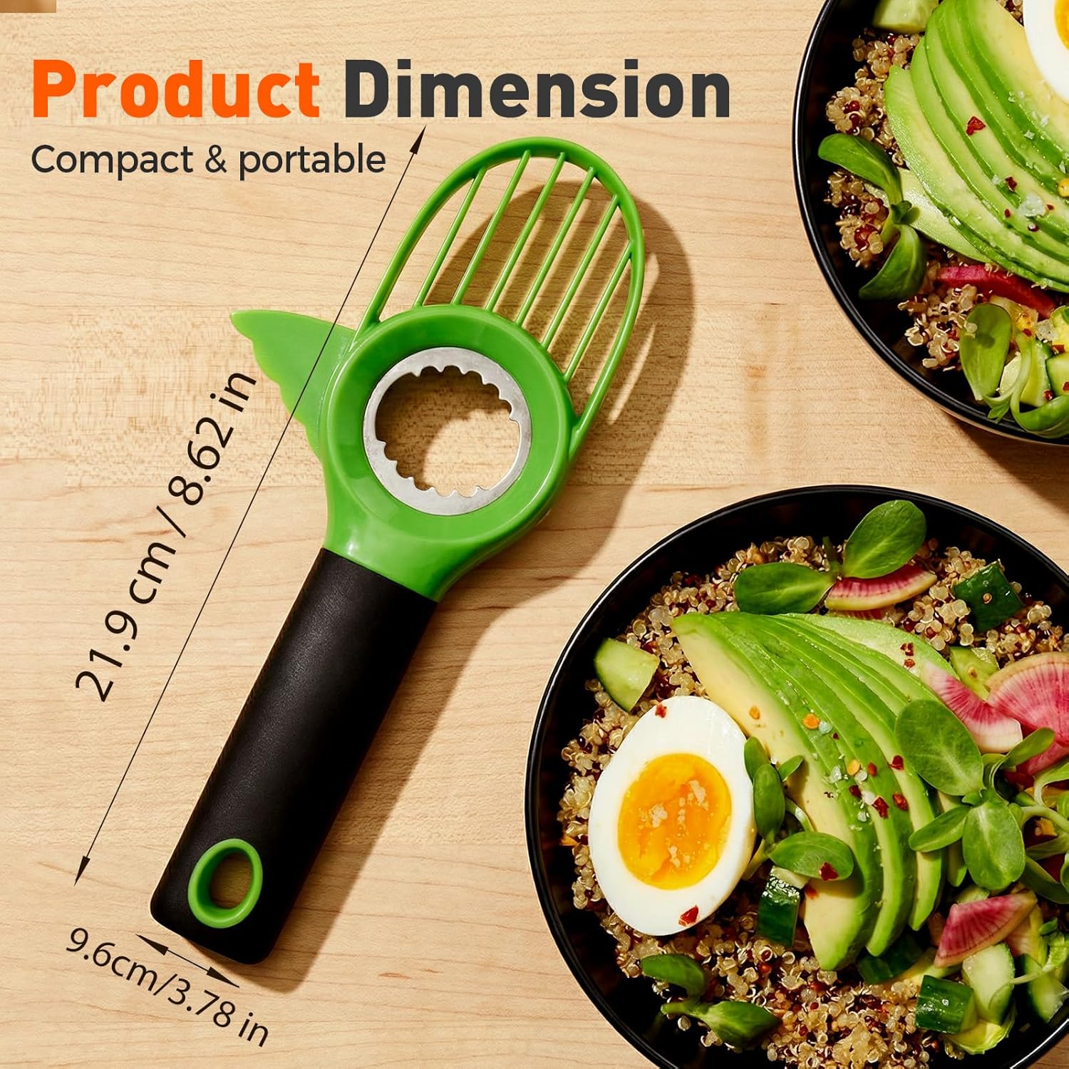 3-in-1 Avocado Slicer Tool, Multi-Function Splitter Pitter Cutter, Silicone Comfort-Grip Handle Avocado Peeler for Kitchen (1PC) - Image 7