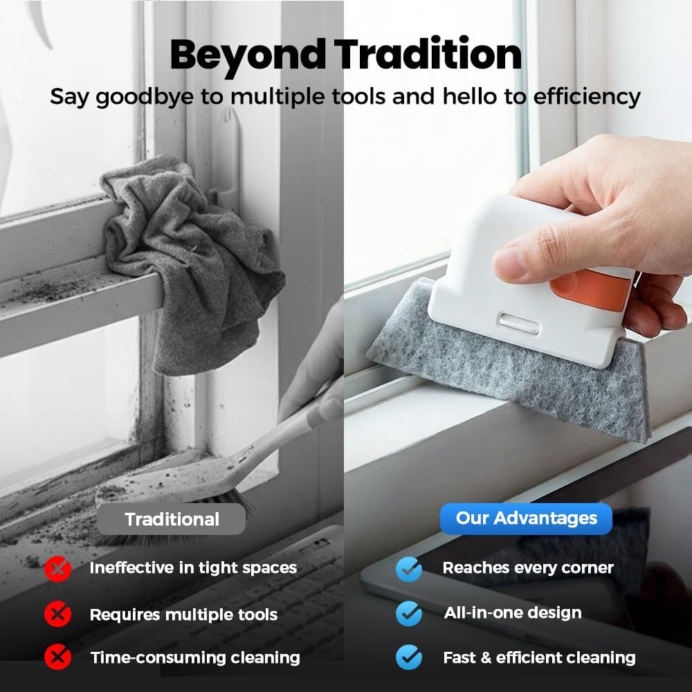 Magic Window Track Cleaner, 2026 Upgraded Handheld Cleaning Brh Set, for Window Slides Grooves, Tile Grout Lines, Shutter Slats, Car AC Vents & Narrow Gaps (Mix-3PCS) - Image 7