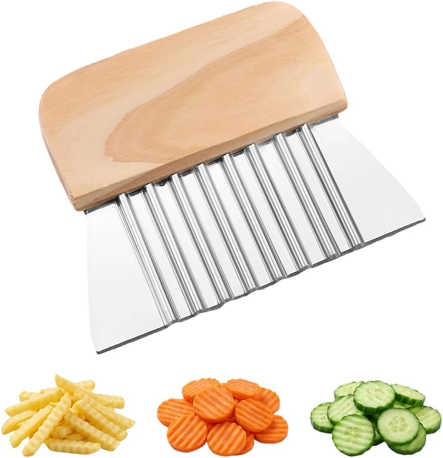 Large Crinkle Cutter French Fry Cutter, Stainless Steel Wavy Slicer with Comfortable Handle, 2026 New Wavy Chopper for Potatoes, Carrots, Vegetables & Fruits (1PC) - Image 1