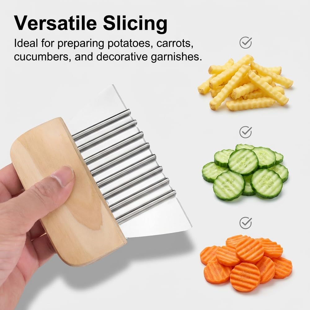 Large Crinkle Cutter French Fry Cutter, Stainless Steel Wavy Slicer with Comfortable Handle, 2026 New Wavy Chopper for Potatoes, Carrots, Vegetables & Fruits (1PC) - Image 2