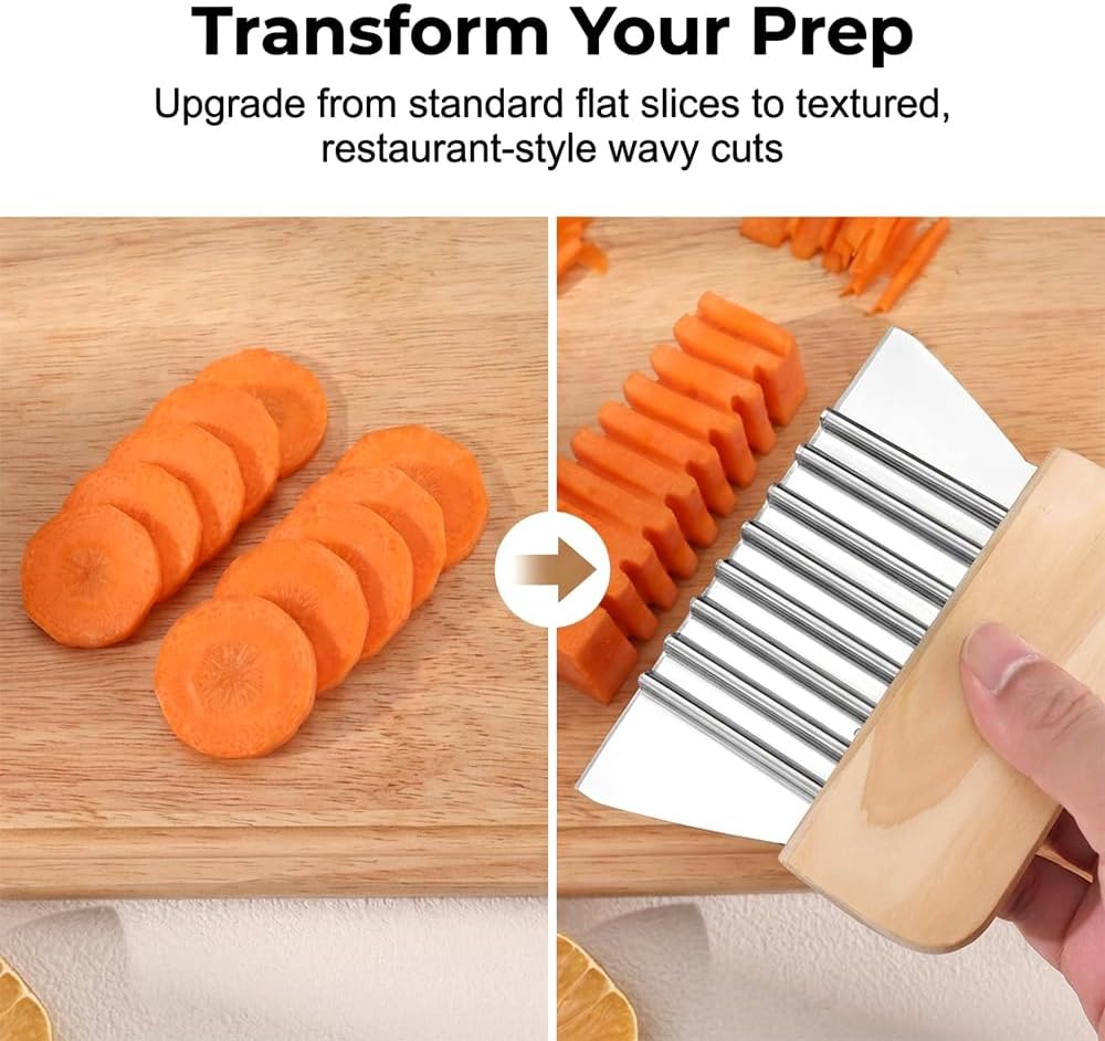 Large Crinkle Cutter French Fry Cutter, Stainless Steel Wavy Slicer with Comfortable Handle, 2026 New Wavy Chopper for Potatoes, Carrots, Vegetables & Fruits (1PC) - Image 5
