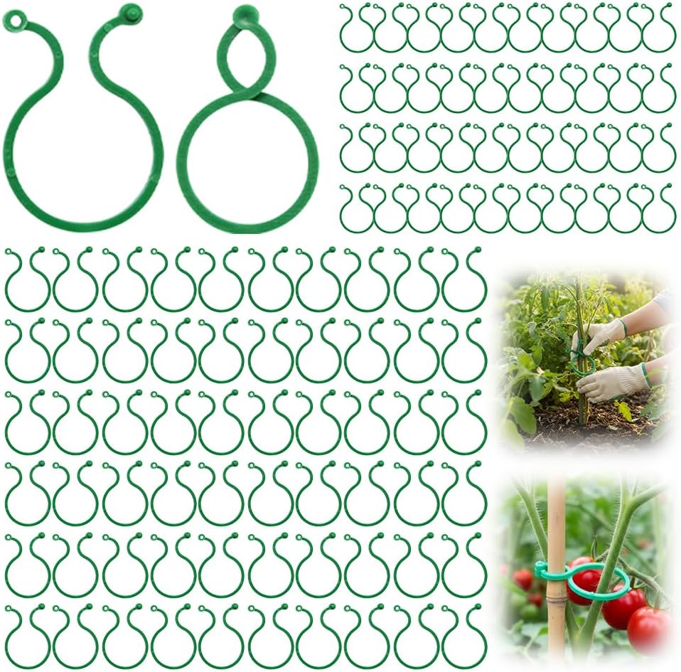 Plant Support Clips for Climbing Plants, Reable Garden Plant Support Plastic Clips for Tomatoes, Vines & Climbing Plants, Plant Fixing Clips for Vegetables, Fruits & Flowers (100, Green Large) - Image 1