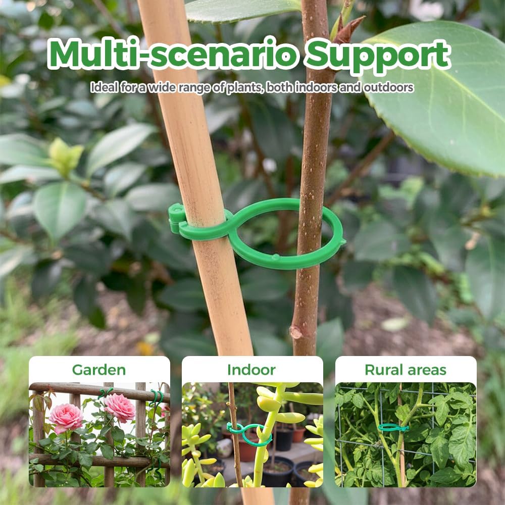 Plant Support Clips for Climbing Plants, Reable Garden Plant Support Plastic Clips for Tomatoes, Vines & Climbing Plants, Plant Fixing Clips for Vegetables, Fruits & Flowers (100, Green Large) - Image 2