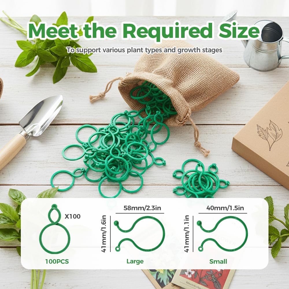Plant Support Clips for Climbing Plants, Reable Garden Plant Support Plastic Clips for Tomatoes, Vines & Climbing Plants, Plant Fixing Clips for Vegetables, Fruits & Flowers (100, Green Large) - Image 3