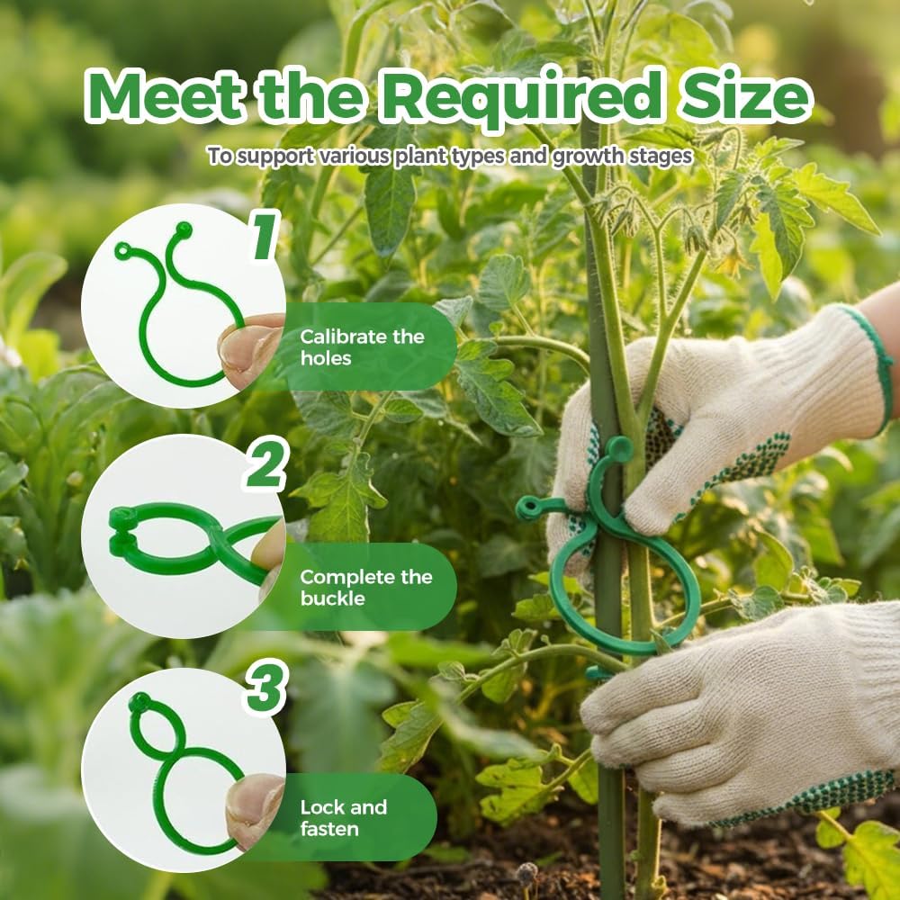 Plant Support Clips for Climbing Plants, Reable Garden Plant Support Plastic Clips for Tomatoes, Vines & Climbing Plants, Plant Fixing Clips for Vegetables, Fruits & Flowers (100, Green Large) - Image 7