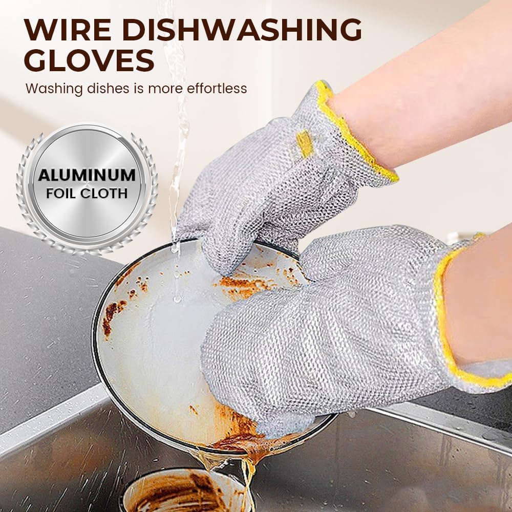 Steel Wire Dishwashing Glove, Glove for Kitchen Cleaning, Reable Scrub Gloves - Image 2