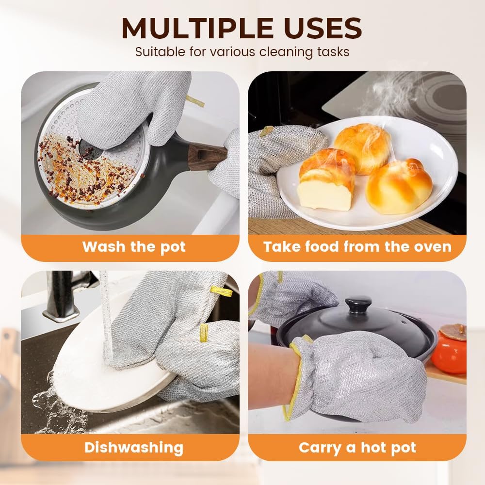 Steel Wire Dishwashing Glove, Glove for Kitchen Cleaning, Reable Scrub Gloves - Image 3