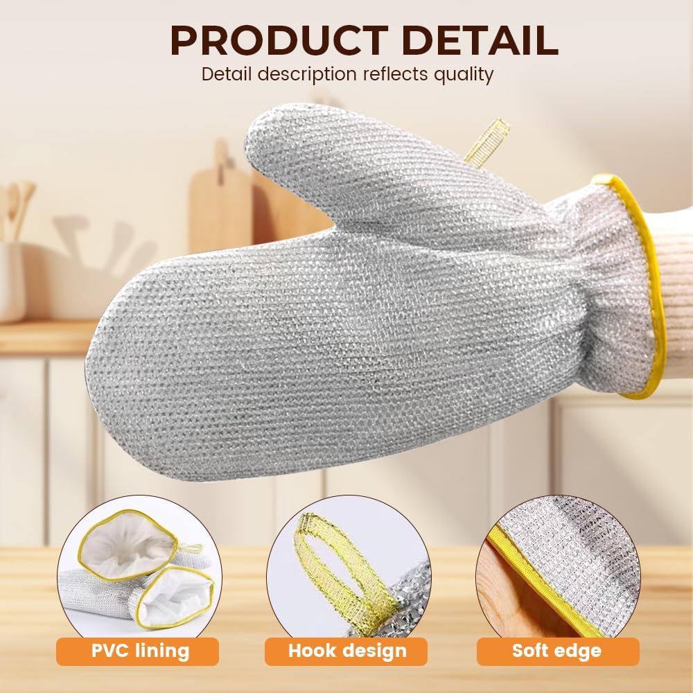 Steel Wire Dishwashing Glove, Glove for Kitchen Cleaning, Reable Scrub Gloves - Image 4