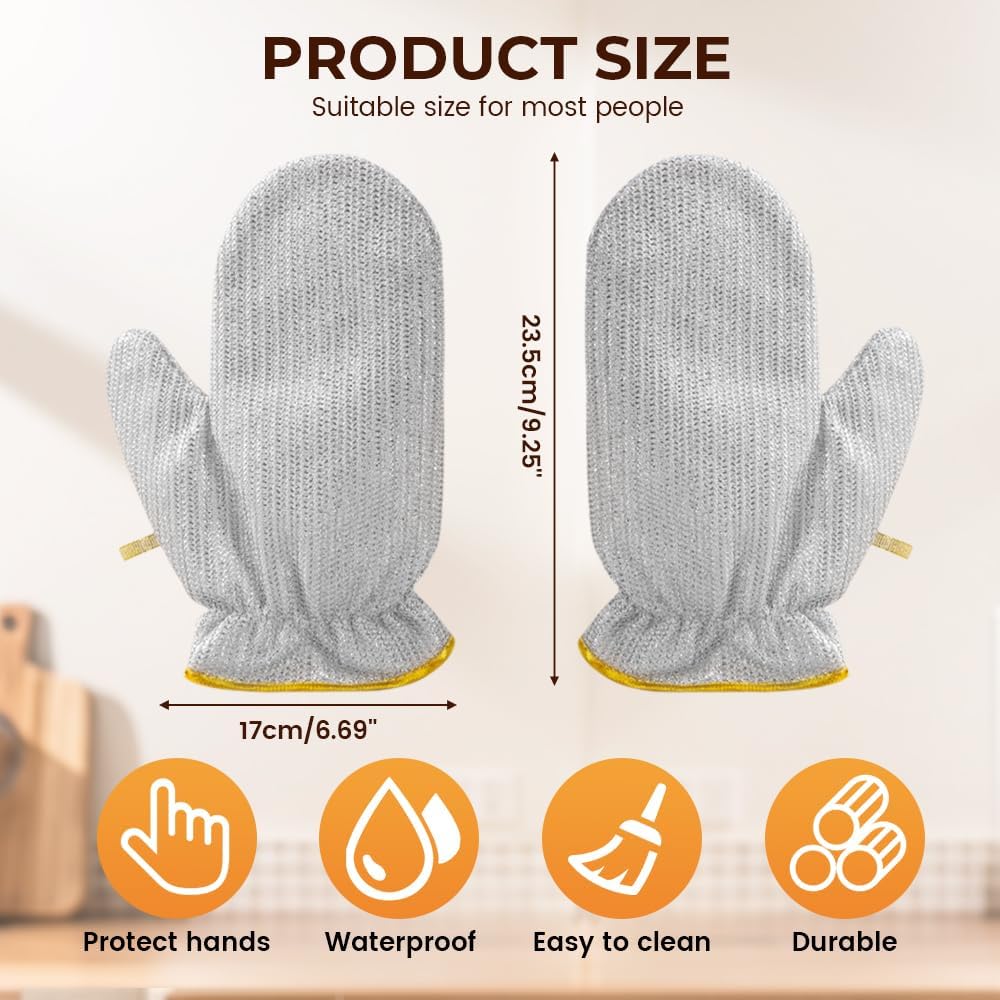 Steel Wire Dishwashing Glove, Glove for Kitchen Cleaning, Reable Scrub Gloves - Image 5