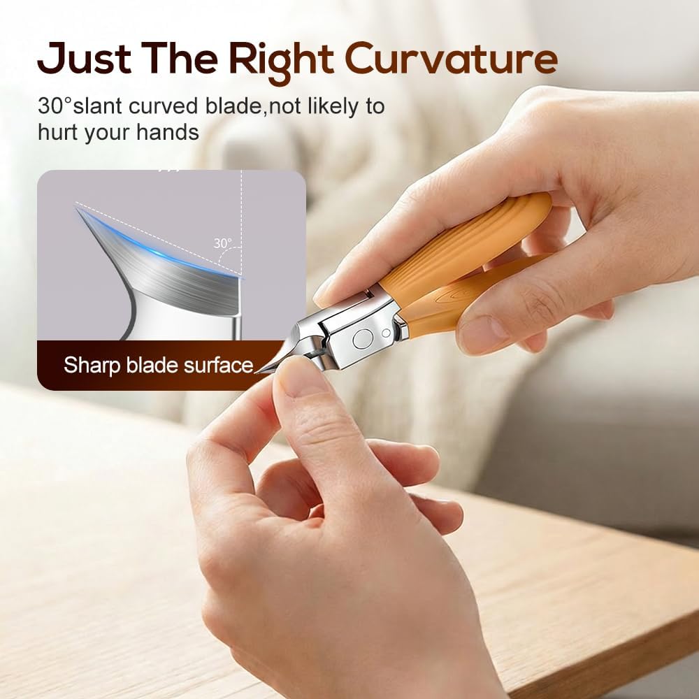 Wide Jaw Opening Anti-Splash Slanted Nail Clipper, Curved Blades for Ingrown & Thick Nails, Ergonomic Fingernail Toenail Clippers for Home e (Comb) - Image 3