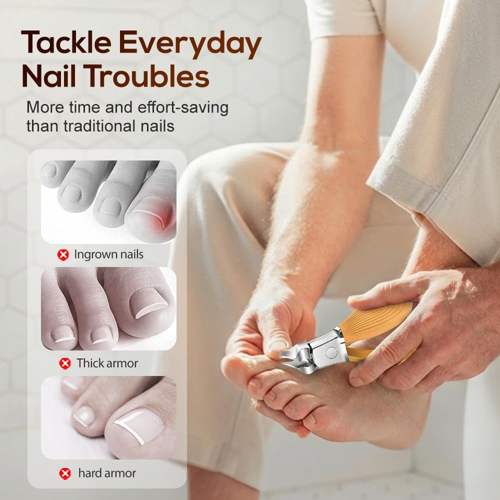 Wide Jaw Opening Anti-Splash Slanted Nail Clipper, Curved Blades for Ingrown & Thick Nails, Ergonomic Fingernail Toenail Clippers for Home e (Comb) - Image 4