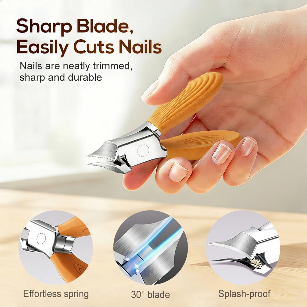 Wide Jaw Opening Anti-Splash Slanted Nail Clipper, Curved Blades for Ingrown & Thick Nails, Ergonomic Fingernail Toenail Clippers for Home e (Comb) - Image 6