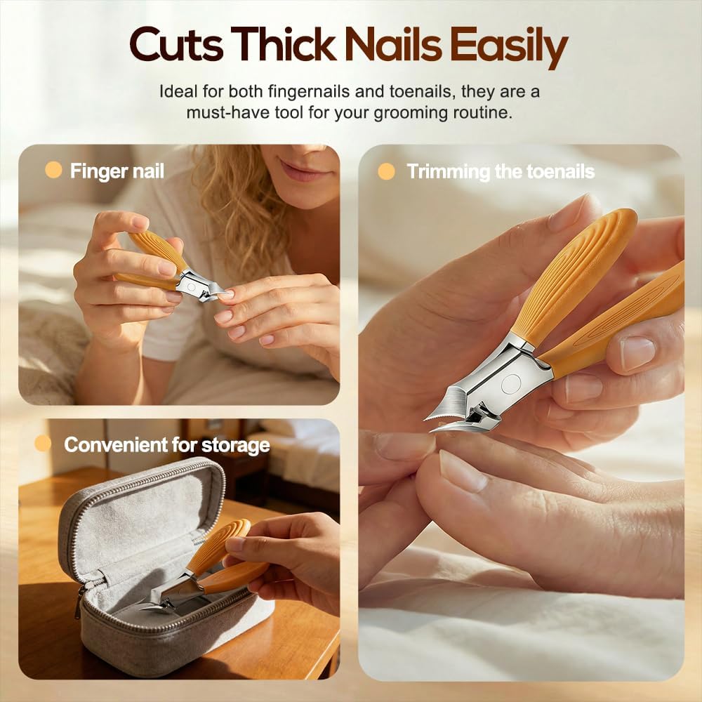 Wide Jaw Opening Anti-Splash Slanted Nail Clipper, Curved Blades for Ingrown & Thick Nails, Ergonomic Fingernail Toenail Clippers for Home e (Comb) - Image 7