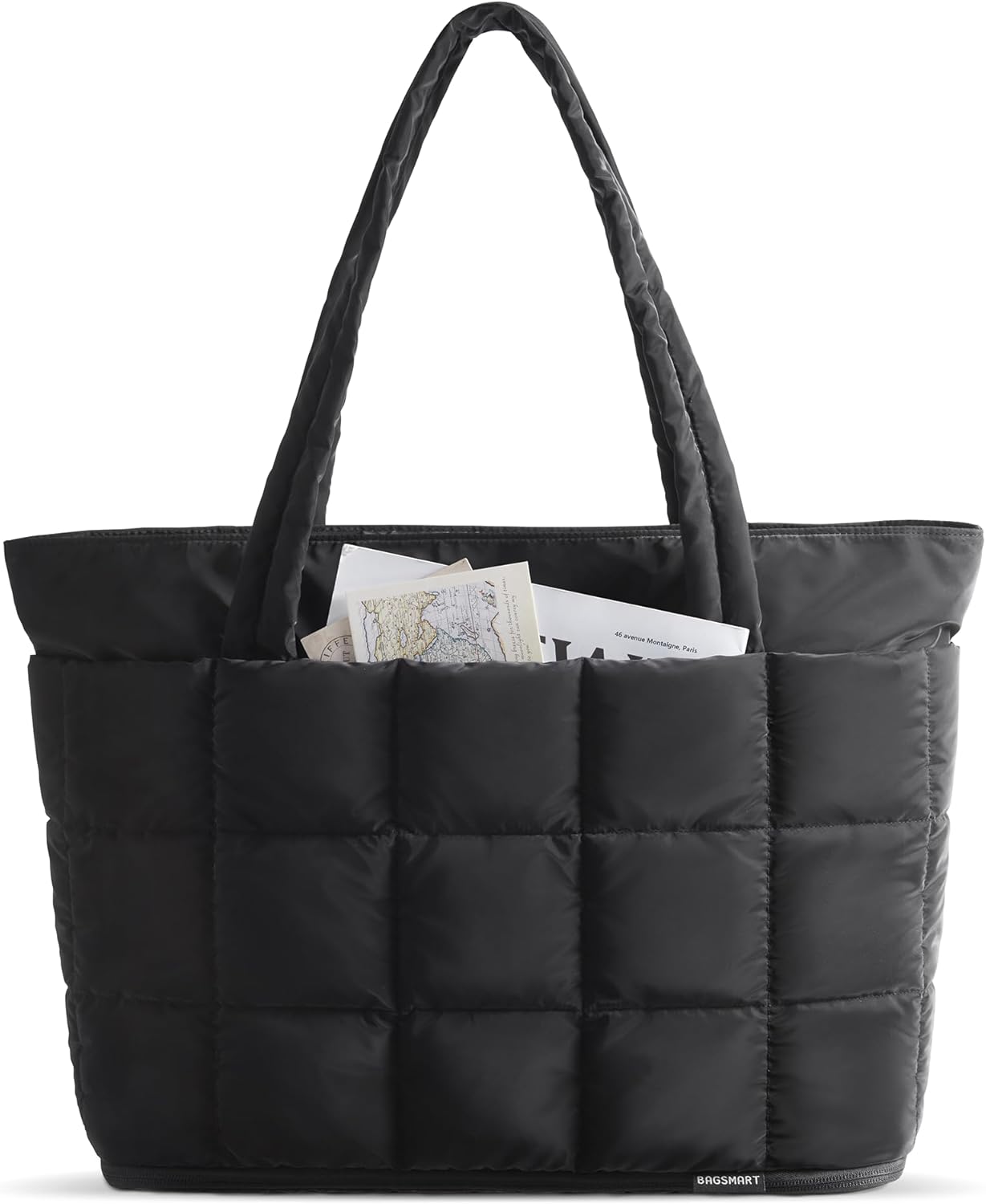 Expandable Tote Bag for Women, Puffer Work Tote Handbag, Quilted Carry On Bag for Travel Gym - Image 1