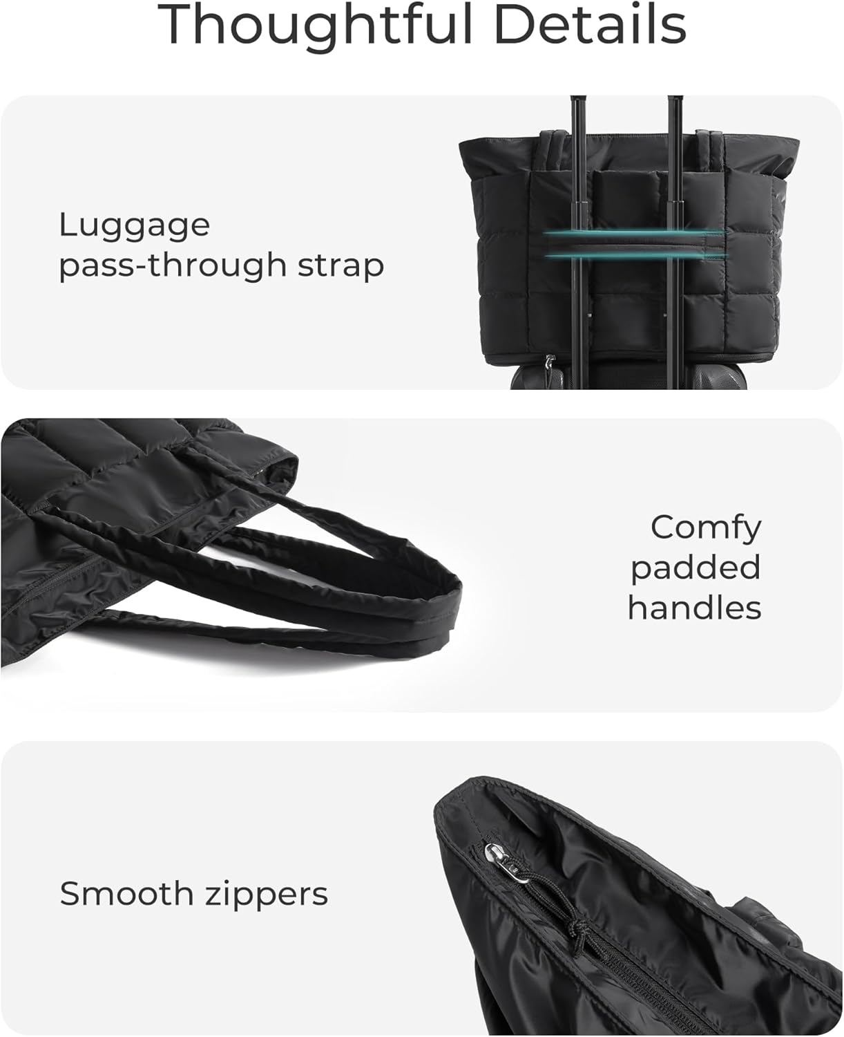 Expandable Tote Bag for Women, Puffer Work Tote Handbag, Quilted Carry On Bag for Travel Gym - Image 7