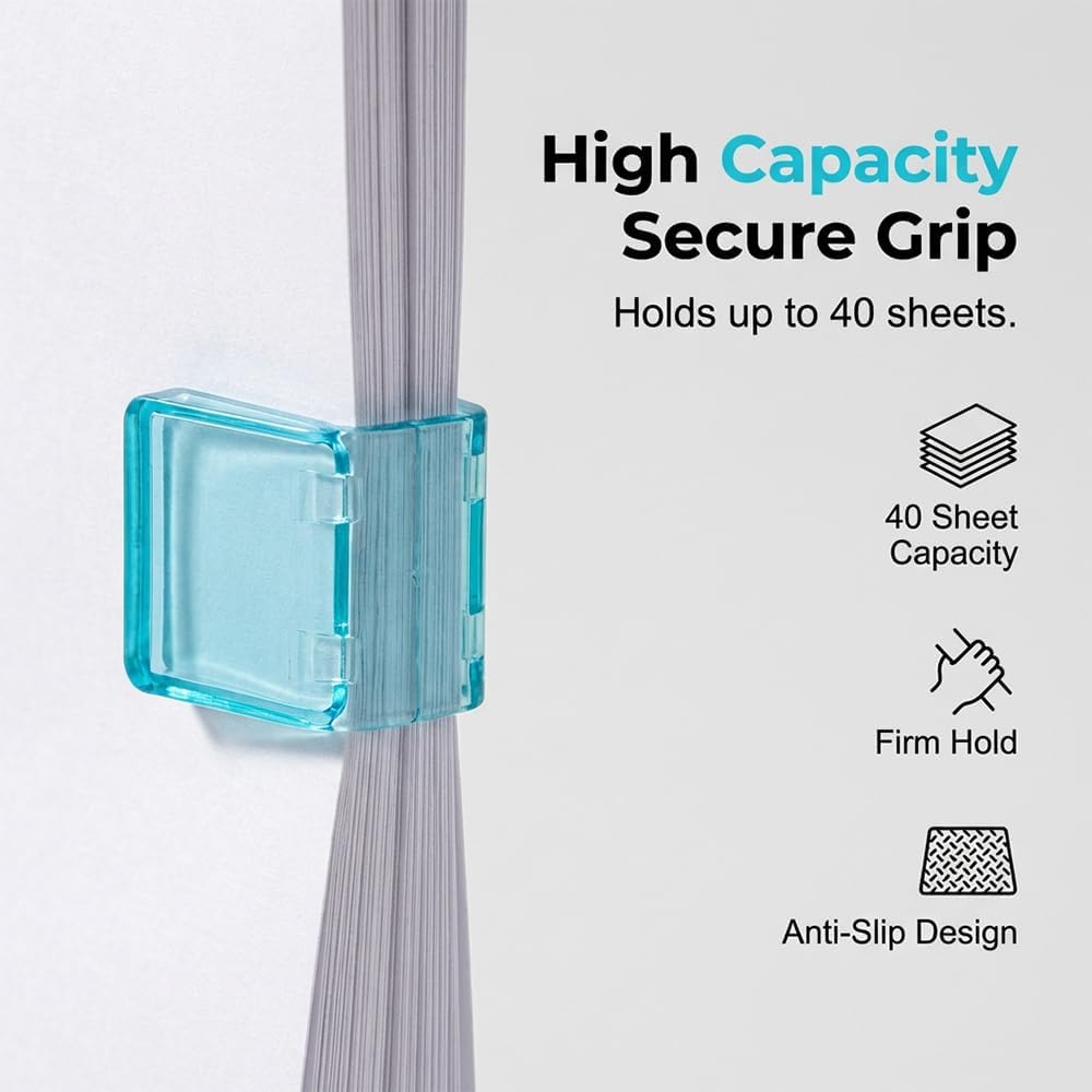 Clip-on Bookmarks – 30 Pack Transparent Color Push Paper Clips with Storage Box, Reusable Plastic Paper Clamps for Books, Study Notes, Office Documents (Random) - Image 5
