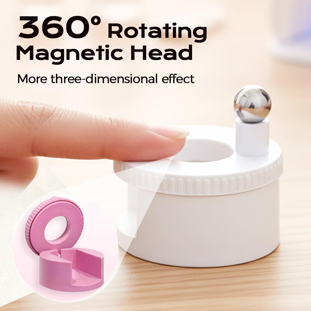 2026 New Rotating Cat Eye Magnet, Beginner-Friendly Nail Tool with Magnetic Force, Easy DIY Glossy Cat Eye Effect (Pink - Steel Ball) - Image 2