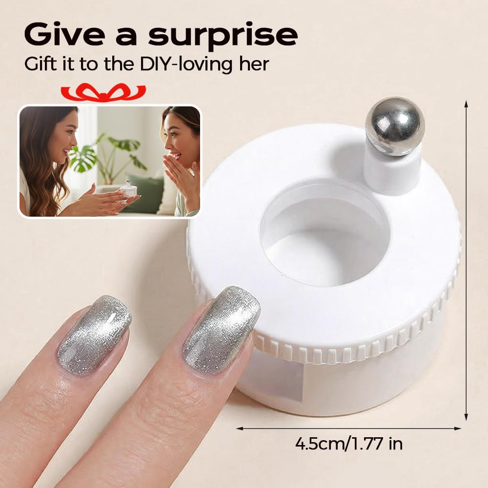 2026 New Rotating Cat Eye Magnet, Beginner-Friendly Nail Tool with Magnetic Force, Easy DIY Glossy Cat Eye Effect (Pink - Steel Ball) - Image 6