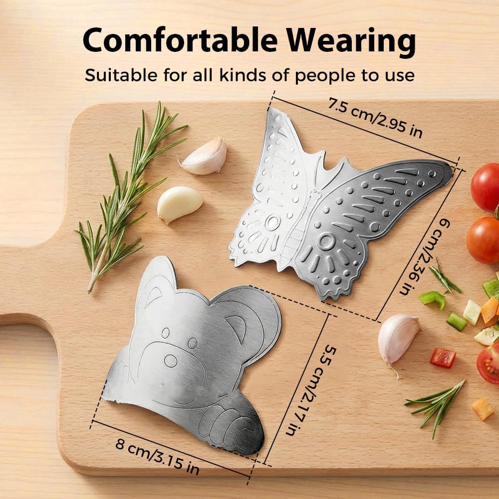 Stainless Steel Finger Guard, 2026 Upgrade Finger Protector for Cutting, Cute Butterfly & Bear Styles Safe Slicing Tool for Chopping Dicing Kitchen Food Prep (Butterfly-2PCS) - Image 4