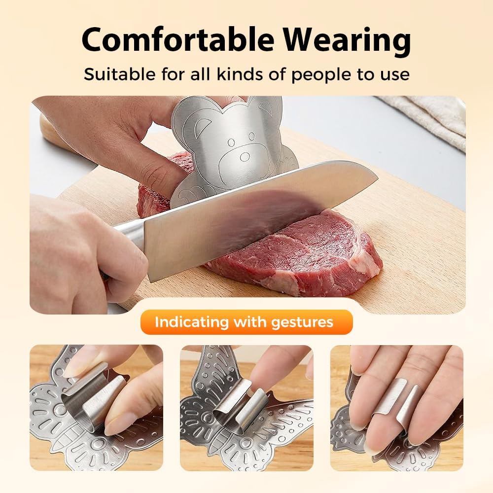 Stainless Steel Finger Guard, 2026 Upgrade Finger Protector for Cutting, Cute Butterfly & Bear Styles Safe Slicing Tool for Chopping Dicing Kitchen Food Prep (Butterfly-2PCS) - Image 5