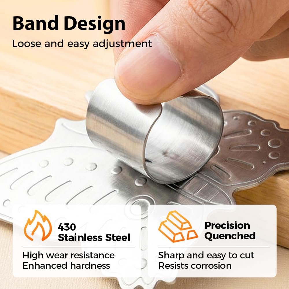 Stainless Steel Finger Guard, 2026 Upgrade Finger Protector for Cutting, Cute Butterfly & Bear Styles Safe Slicing Tool for Chopping Dicing Kitchen Food Prep (Butterfly-2PCS) - Image 6
