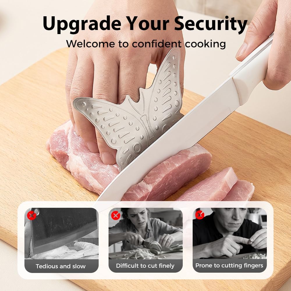 Stainless Steel Finger Guard, 2026 Upgrade Finger Protector for Cutting, Cute Butterfly & Bear Styles Safe Slicing Tool for Chopping Dicing Kitchen Food Prep (Butterfly-2PCS) - Image 7