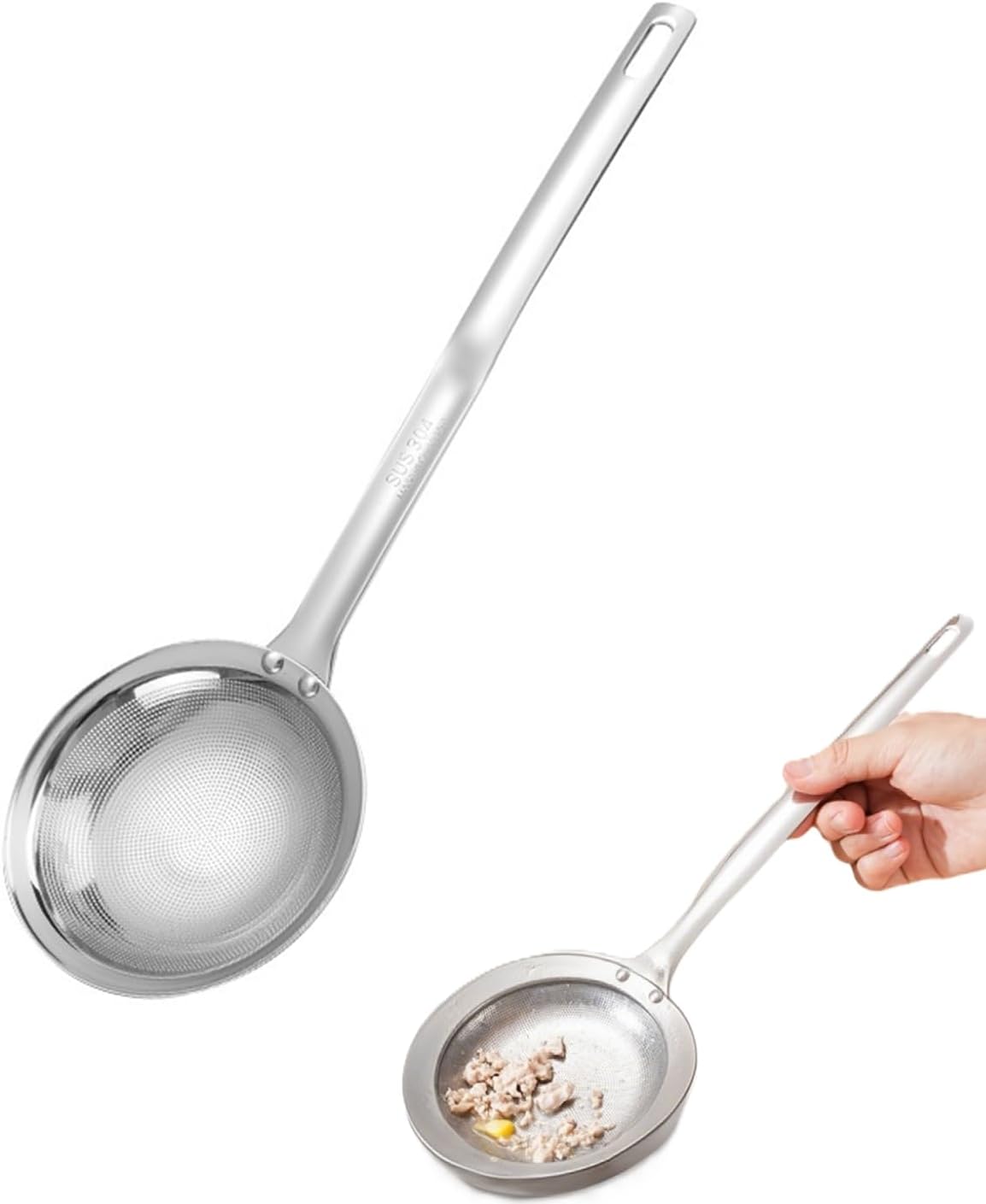 Fine-Mesh Kitchen Strainer - 2026 Upgraded Stainless Steel Sieve with Handle, Multi-Purpose Strainer for Cooking, Baking & Liquid Filtering, Oil Skimming Spoon, Kitchen Tool (Small) - Image 1
