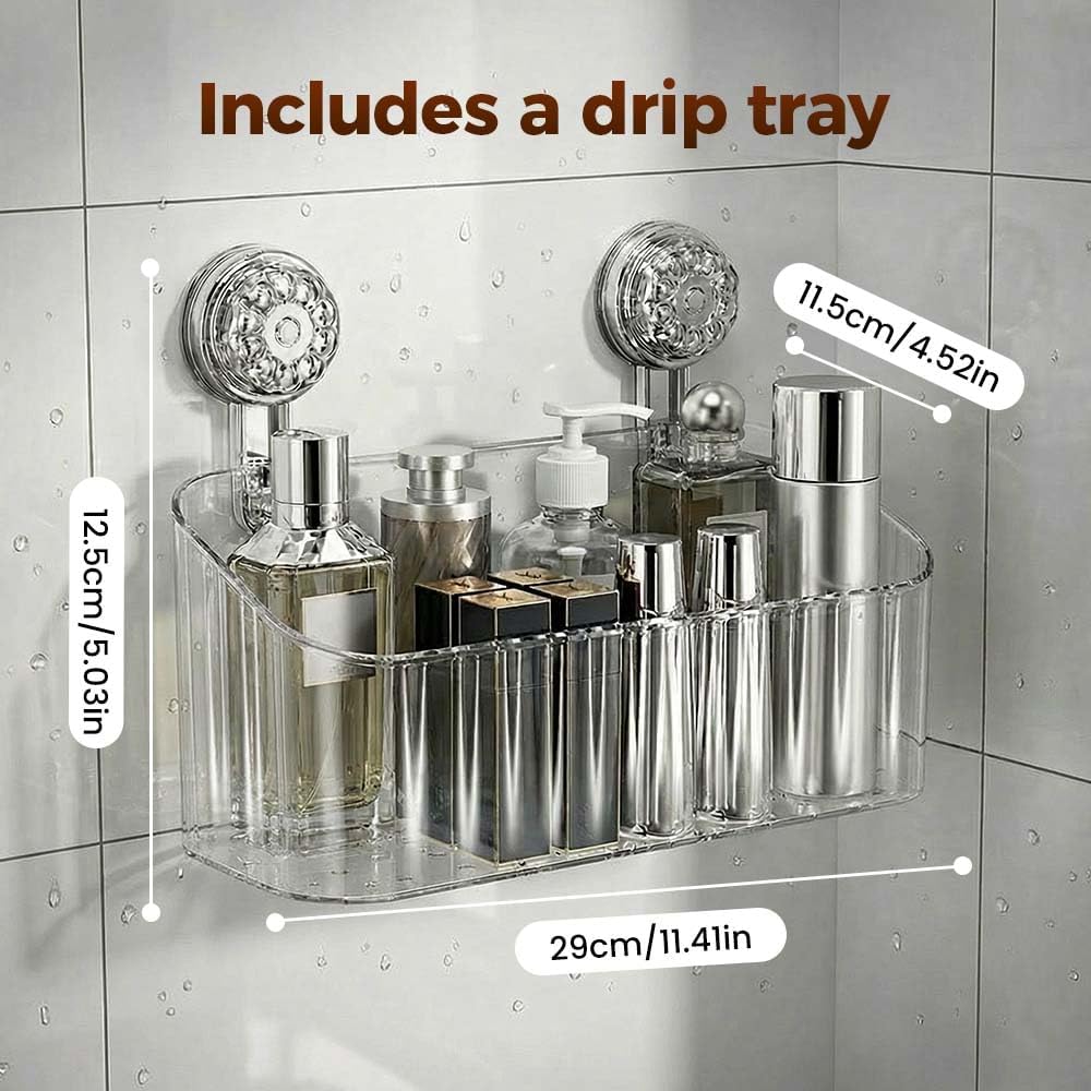 Bathroom Suction Storage Box, 2026 New No-Drill Large Capacity Strong Load-Bearing Suction Cup Storage Rack with Drain Holes, Removable Shower Caddy for Bathroom Kitchen (Gray) - Image 3