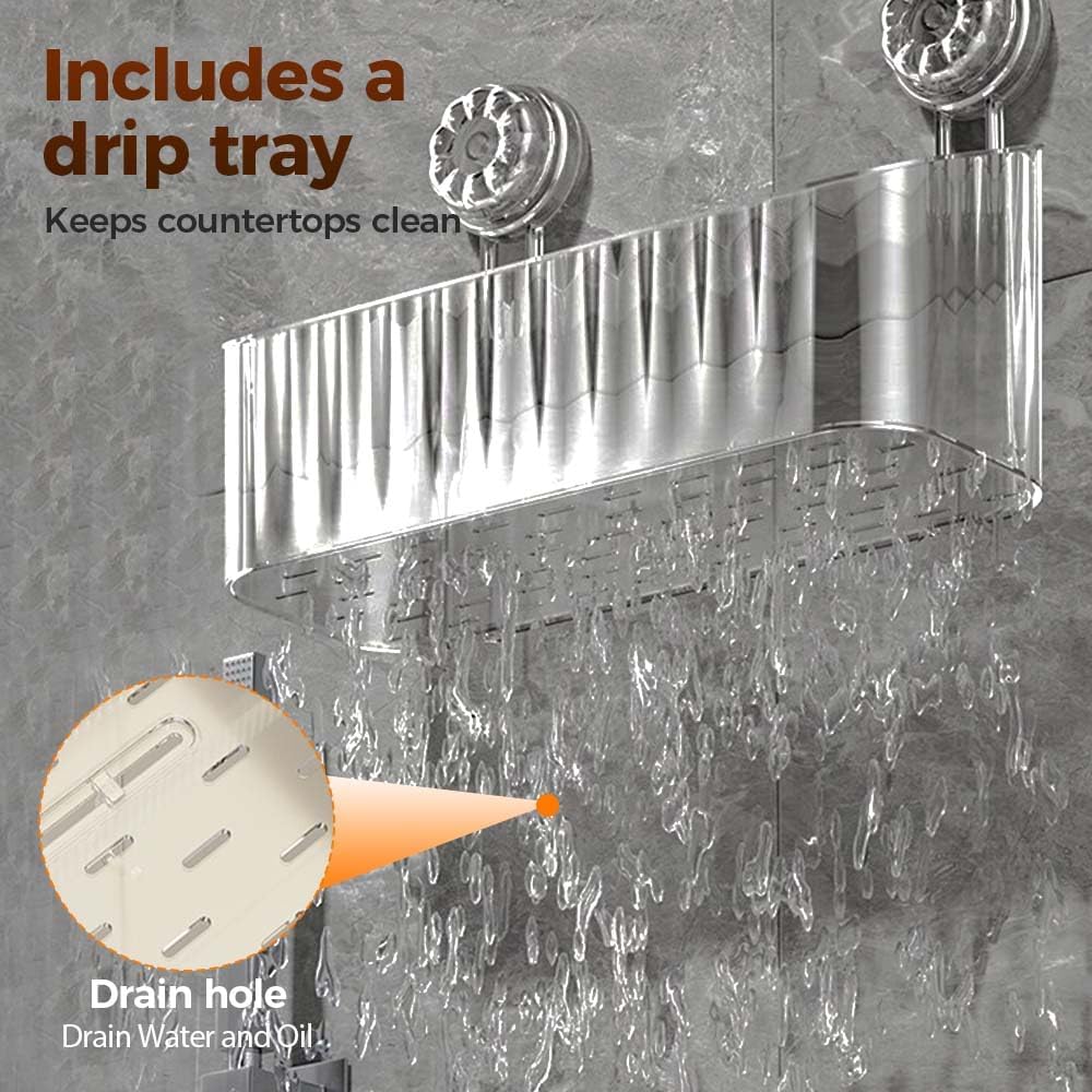 Bathroom Suction Storage Box, 2026 New No-Drill Large Capacity Strong Load-Bearing Suction Cup Storage Rack with Drain Holes, Removable Shower Caddy for Bathroom Kitchen (Gray) - Image 5