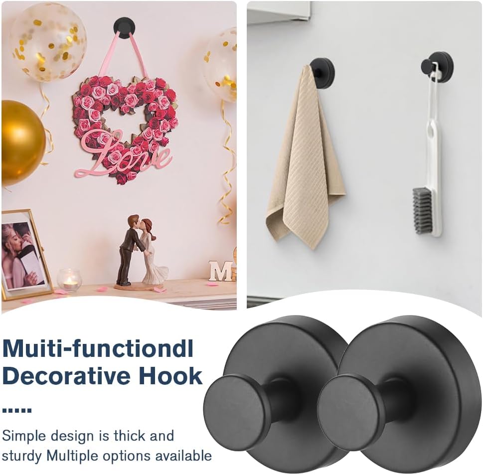Suction Cup Hooks for Wreaths on Glass, 2025 New Model No-Drill Suction Cup Hook, Suction Cup Hooks Wreath Hangers, Metal Hook for Showers, Bathrooms, Window Glass, Door, and Wall (Gold 2PCS) - Image 3