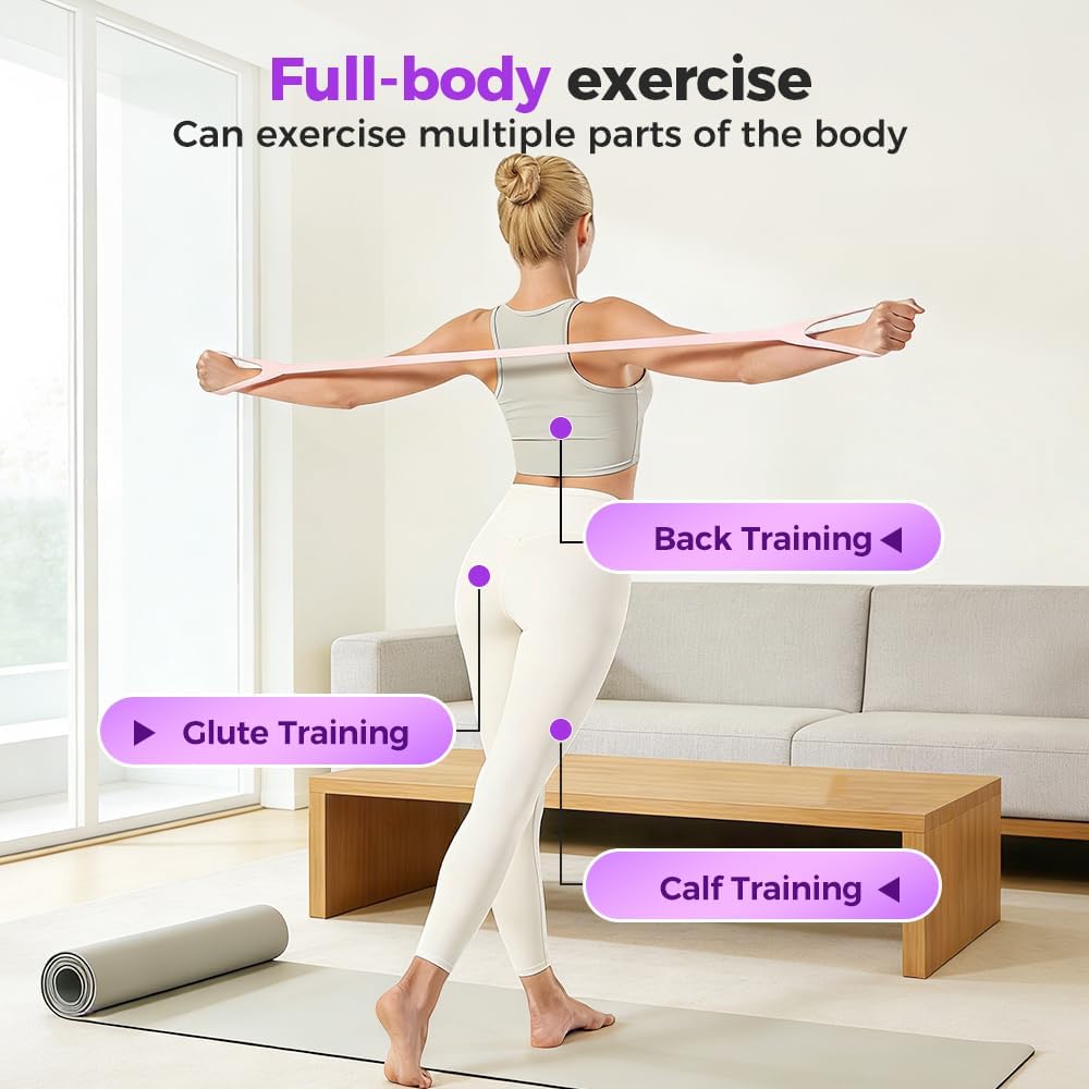Figure 8 Resistance Bands for Women & Men - 35LB Silicone Pull Rope with Non-Slip Handles, Home Gym Yoga Equipment for Shoulder Back Arm - Image 2