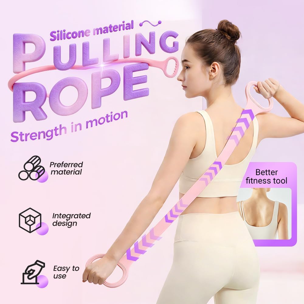 Figure 8 Resistance Bands for Women & Men - 35LB Silicone Pull Rope with Non-Slip Handles, Home Gym Yoga Equipment for Shoulder Back Arm - Image 3