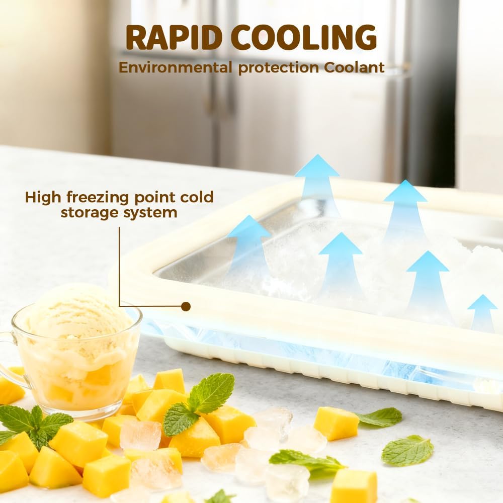 Rolled Ice Cream Maker Kit, 2026 New Stainless Steel Freeze Plate with 2 Scrapers, DIY Stir Fried Ice Cream Tray for Homemade Desserts, Perfect for Family Fun & Parties (White) - Image 5