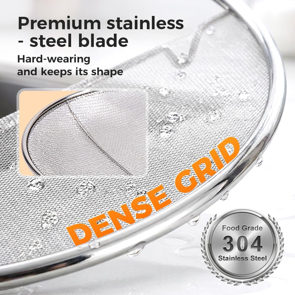Stainless Steel Grease Splatter Guard, Large Fine Mesh Splatter Screen with Comfort Handle for Frying Pans & Cooking Pots, Fine Mesh Cover, Shield from Grease & Oil (Large) - Image 5