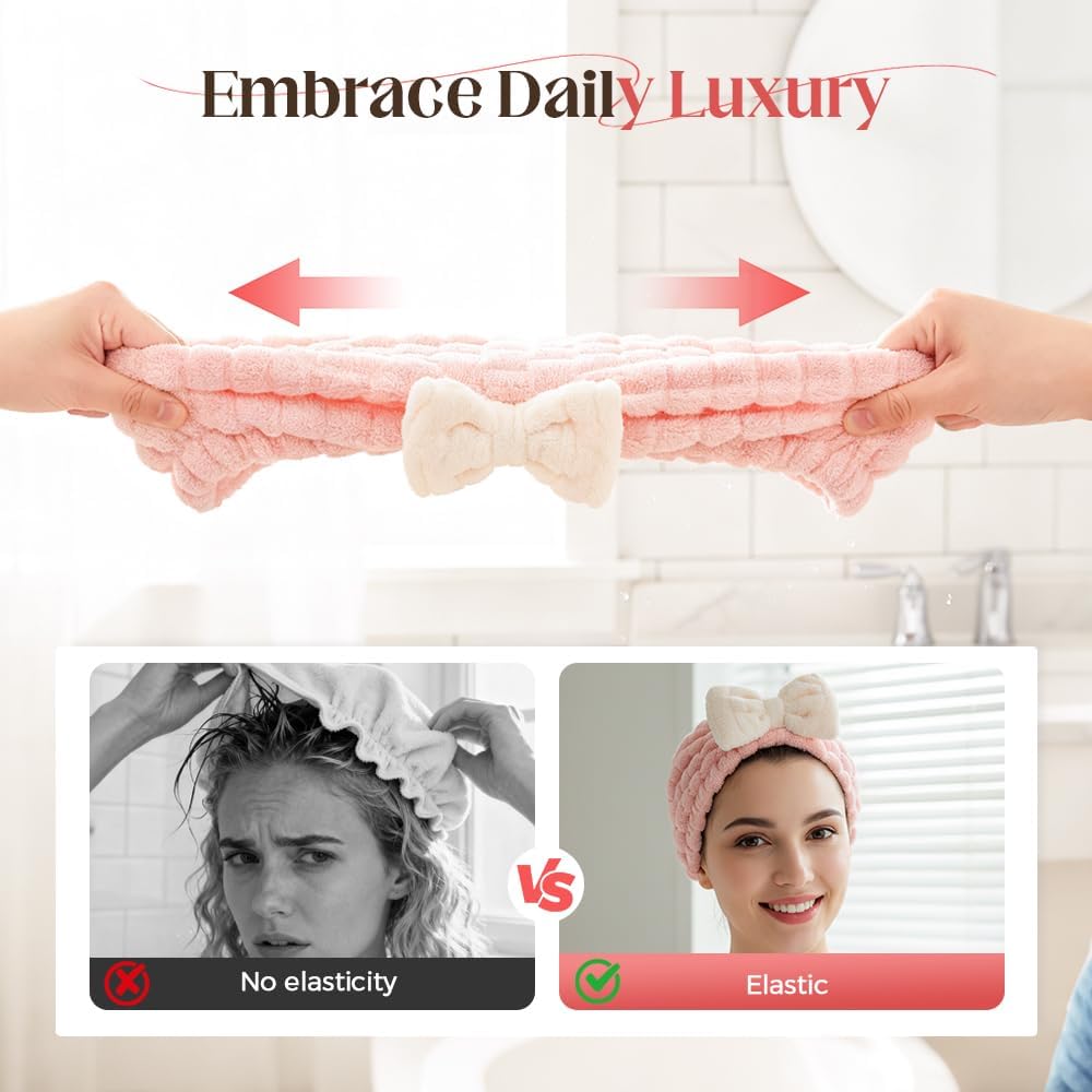Super Absorbent Hair Towel Wrap for Women, 2026 Upgraded Microfiber Hair Towel, Quick Drying, Soft & Lightweight, Hair Turban Wrap with Bow for Wet Hair (White) - Image 6