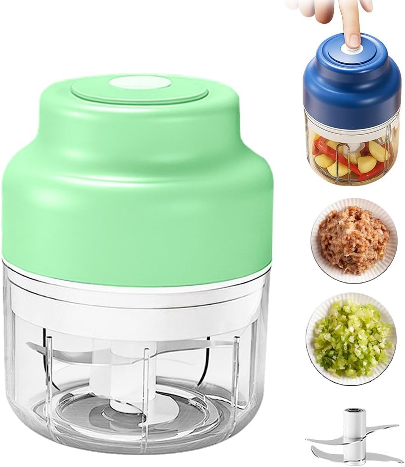 2026 Upgrade Electric Garlic Chopper, Mini Portable B Charging Food Processor & Vegetable Chopper, Veggie Grinder for Garlic, Onion, Nuts, Herbs (Green, 250ml) - Image 1