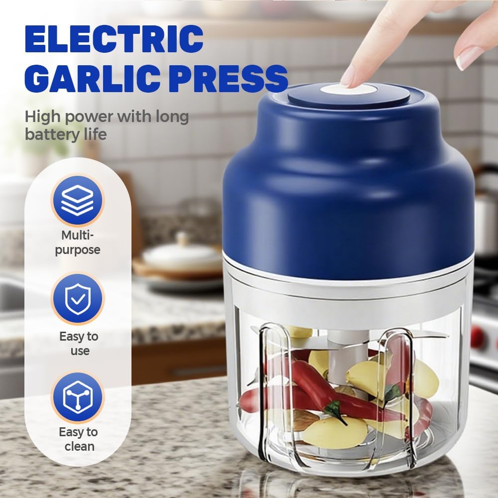 2026 Upgrade Electric Garlic Chopper, Mini Portable B Charging Food Processor & Vegetable Chopper, Veggie Grinder for Garlic, Onion, Nuts, Herbs (Green, 250ml) - Image 4