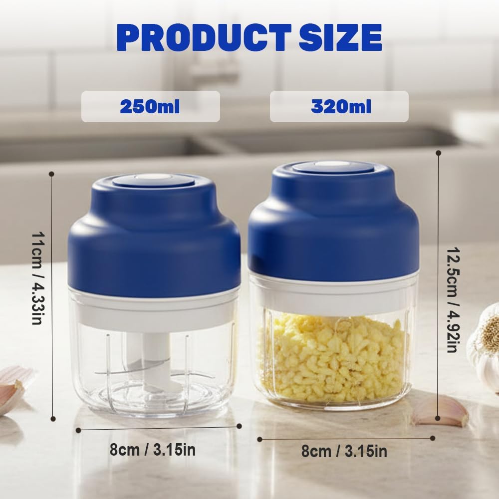 2026 Upgrade Electric Garlic Chopper, Mini Portable B Charging Food Processor & Vegetable Chopper, Veggie Grinder for Garlic, Onion, Nuts, Herbs (Green, 250ml) - Image 5