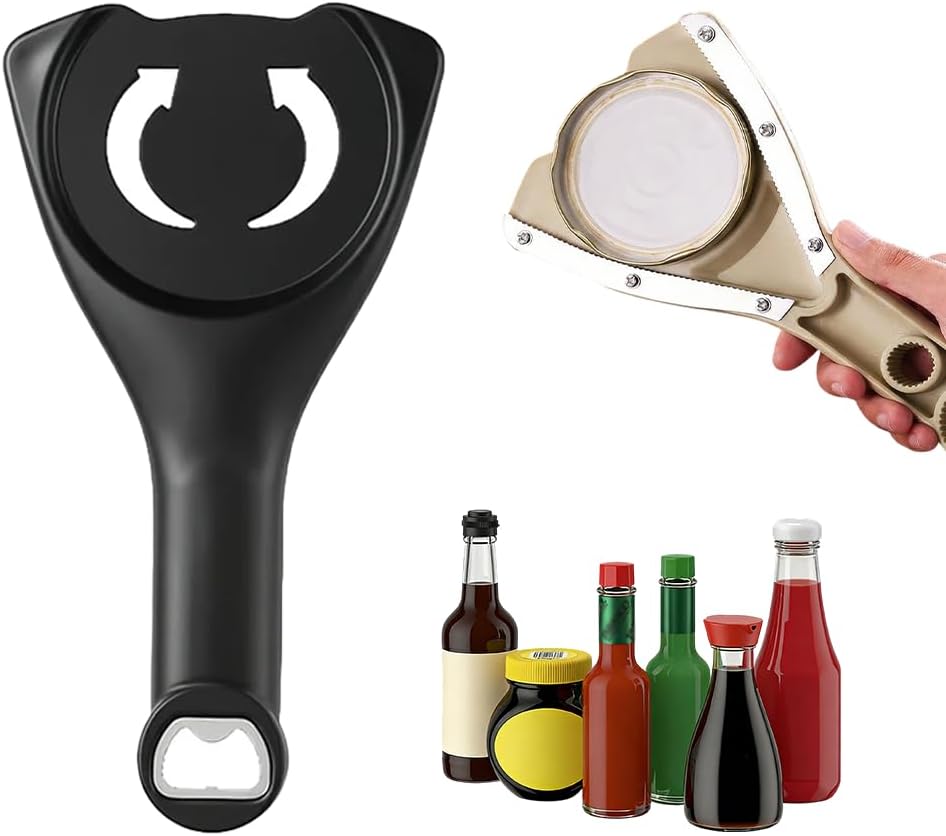 2026 New 3-in-1 Jar Opener, Adjtable Stainless Steel Lid Remover, Multi-Function Opener for Jars, Bottles & Cans with Non-Slip Grip (Black) - Image 1