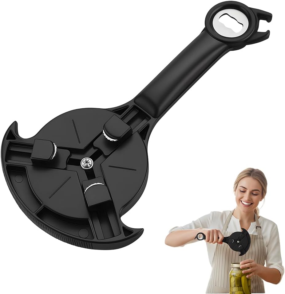 Adjtable Stainless Steel Jar Opener, Multifunctional Lid Gripper & Bottle Cap Opener for Weak Hands, Stainless Steel Can Opener Easy-Open Tool for Jars, Cans, Bottles Kitchen Gadget (1PC) - Image 1