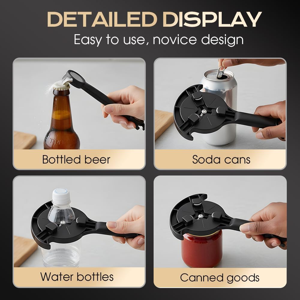 Adjtable Stainless Steel Jar Opener, Multifunctional Lid Gripper & Bottle Cap Opener for Weak Hands, Stainless Steel Can Opener Easy-Open Tool for Jars, Cans, Bottles Kitchen Gadget (1PC) - Image 4