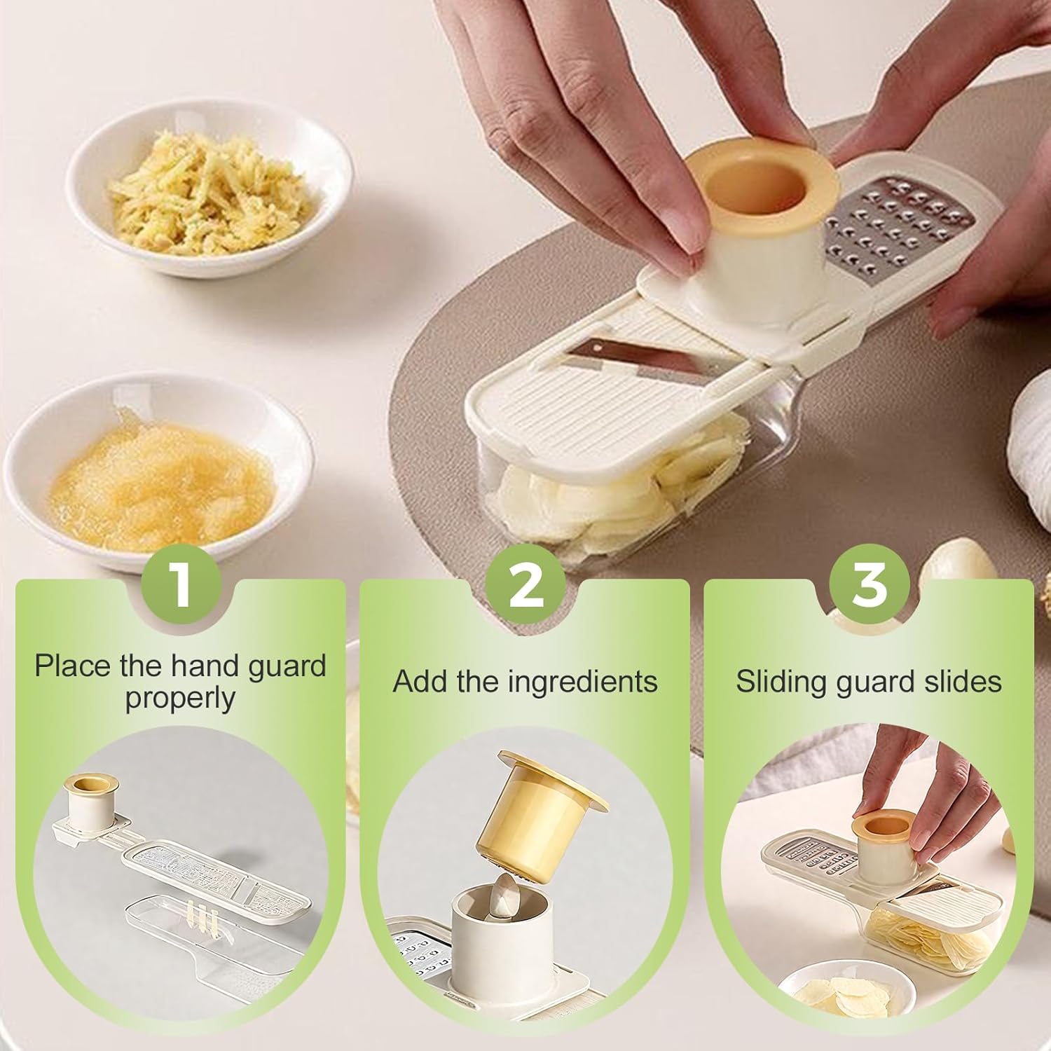 Garlic Press Rocker - Stainless Steel Garlic Crher, 2026 New Garlic Mincer and Chopper, Portable Garlic Grinder Cutter with Container, for Kitchen Smashing Garlic Vegetable (Green) - Image 3