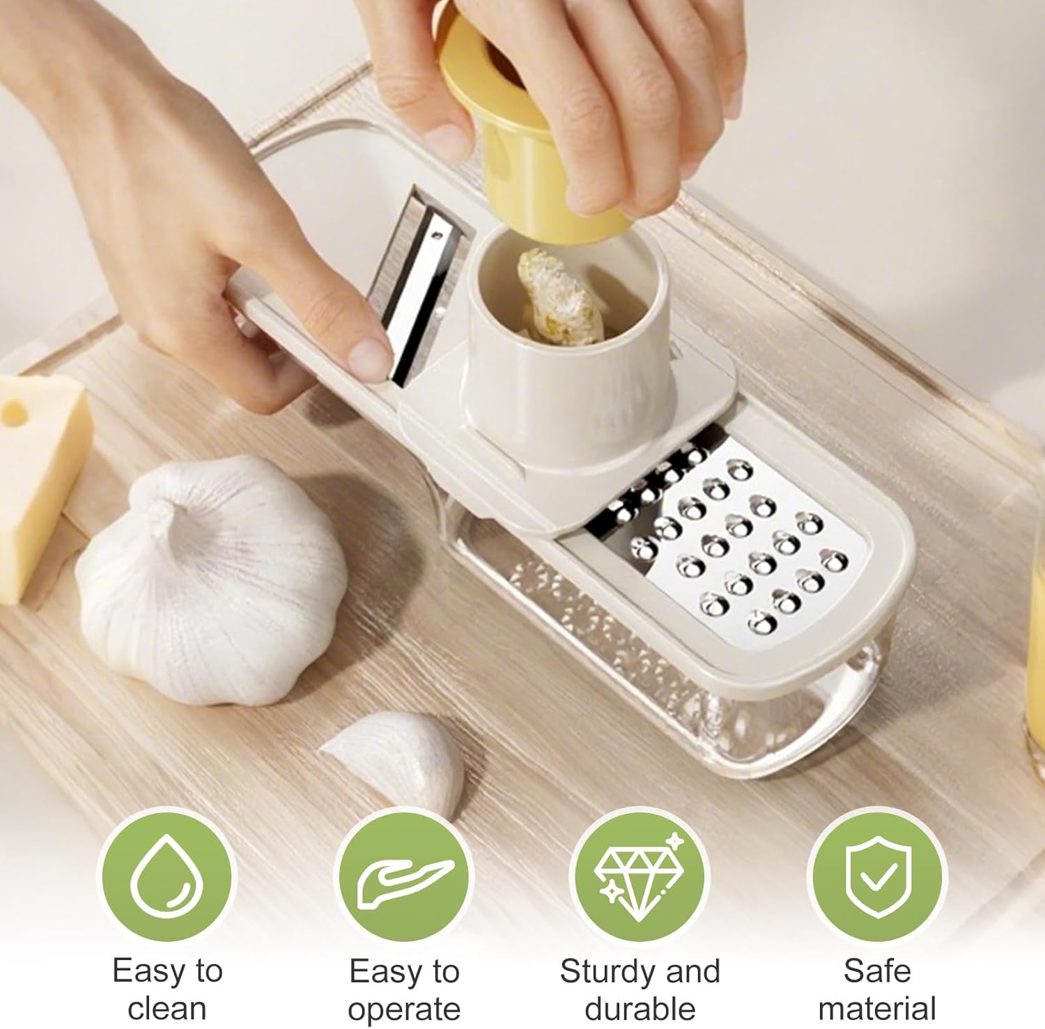 Garlic Press Rocker - Stainless Steel Garlic Crher, 2026 New Garlic Mincer and Chopper, Portable Garlic Grinder Cutter with Container, for Kitchen Smashing Garlic Vegetable (Green) - Image 5