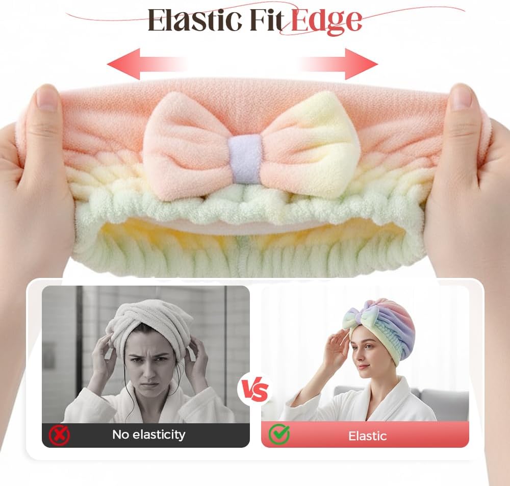 2Pcs Super Absorbent Hair Towel Wrap for Wet Hair, Microfiber Hair Drying Caps, Soft and Fast Drying Hair Towel for Home (Kit) - Image 6