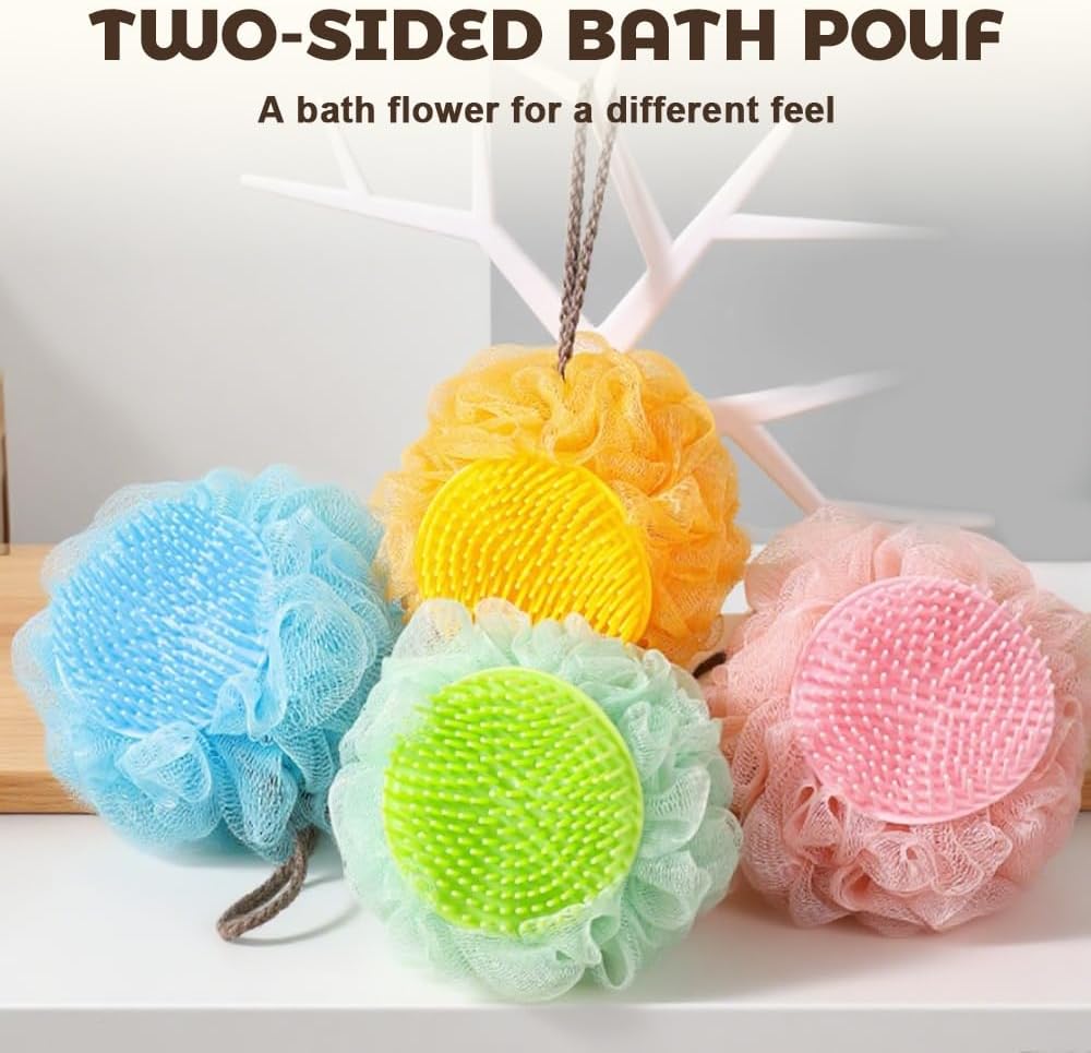 Super Soft Sunflower Bath Ball, 2025 New 2-in-1 Sunflower Bath Ball with Sponge Cleaning Brh, Mesh Bath Sponge for Women Men Shower (Pink+Blue) - Image 6