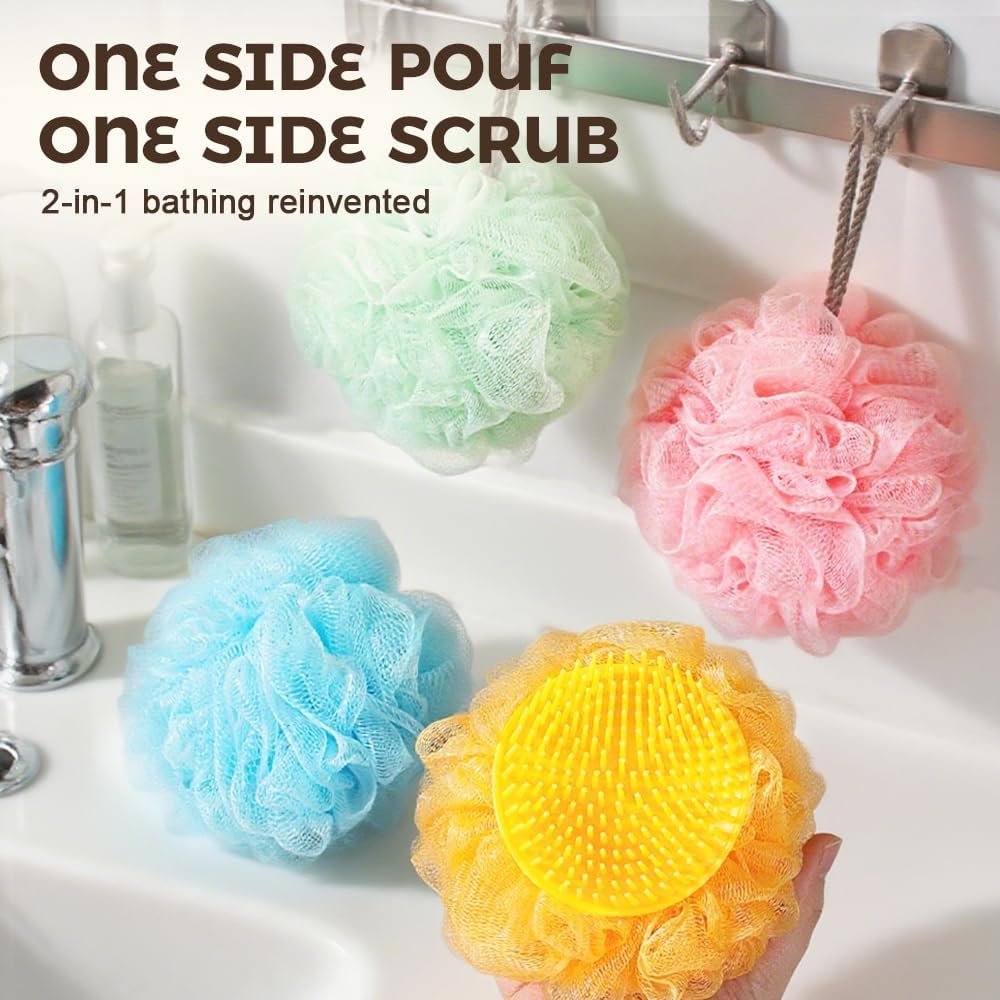 Super Soft Sunflower Bath Ball, 2025 New 2-in-1 Sunflower Bath Ball with Sponge Cleaning Brh, Mesh Bath Sponge for Women Men Shower (Pink+Blue) - Image 7
